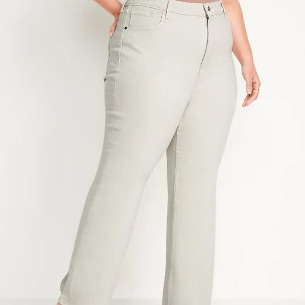 Old Navy Higher High-Rise Off-White Side-Split Flare Jeans for Women New - Picture 10 of 12